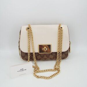 COACH F48620 Cassidy Leather Coated Canvas Chain Strap Crossbody Shoulder Bag